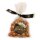 Geschenkkörbchen "Hanf Leckerei" gefüllt mit Rindersalami mit Hanfsamen, Hanfschokolade mit Salz und gebrannten Cashewkernen mit Hanfsamen
