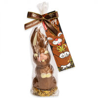 Osterbox "Hanf Hase Leckerei" gefüllt mit Schokoladen-Osterhasen mit Hanfsamen und gebrannten Cashewkernen mit Hanfsamen